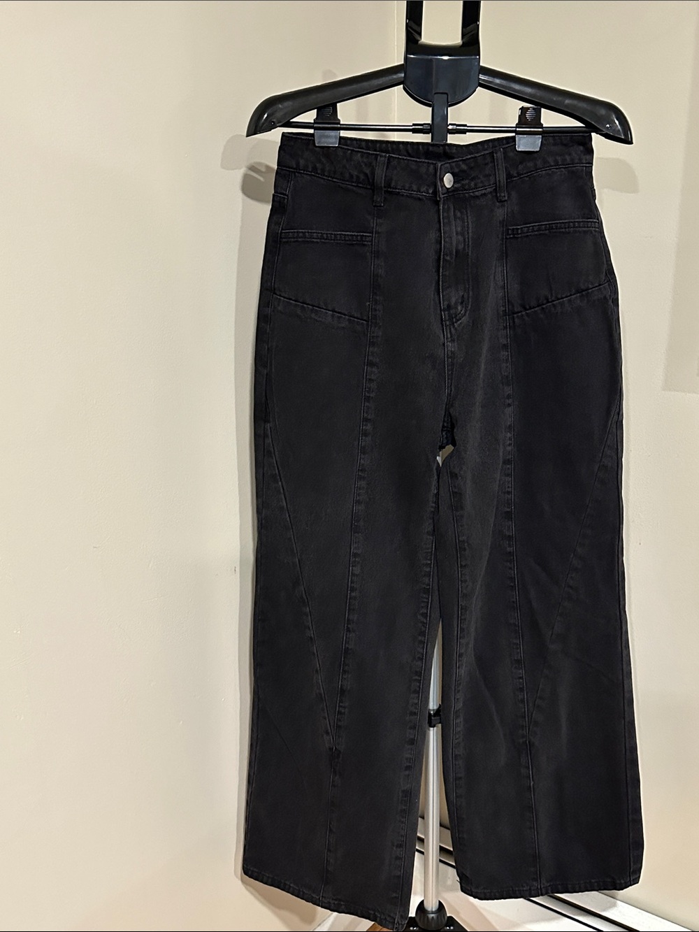 *CIDER* Black High-Rise Wide-Leg Jeans Size Large